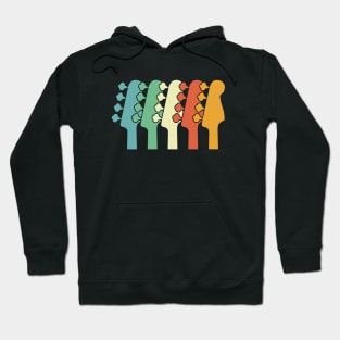 Bass Guitar Headstocks Silhouette Cool Retro Colors Hoodie